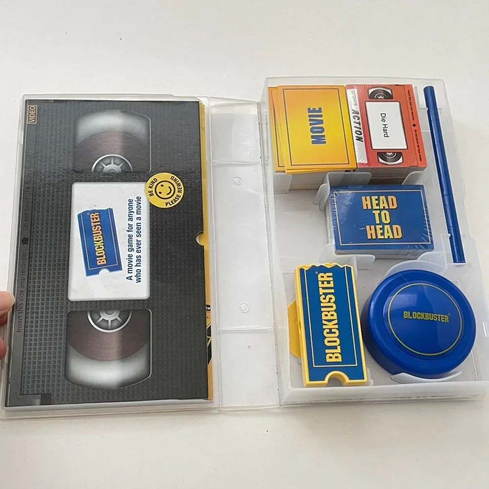 Blockbuster Party Game Movie Trivia Board Game Night‎ VHS Case Cards Buzzer 2018